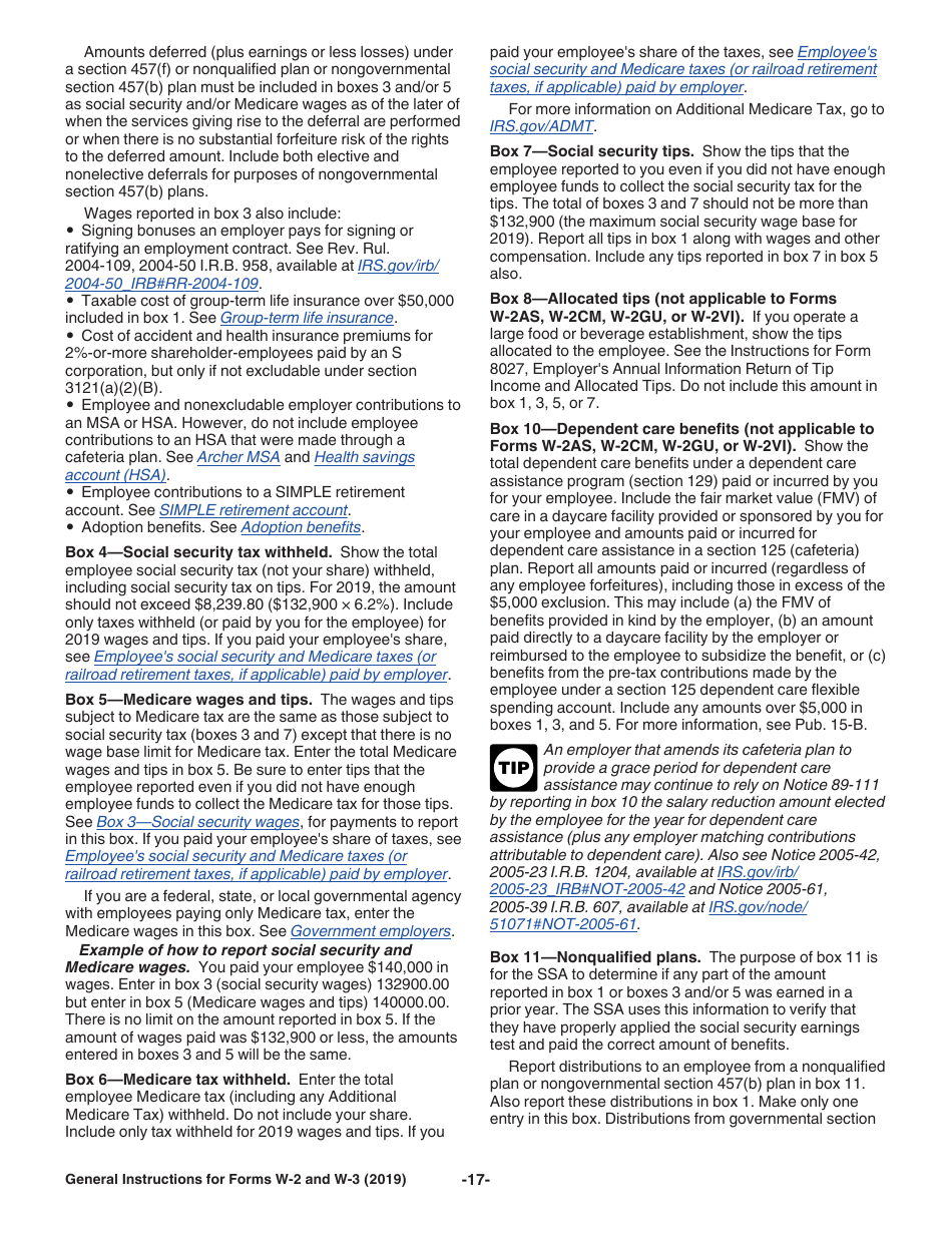 Instructions for IRS Form W-2, W-3, Page 17