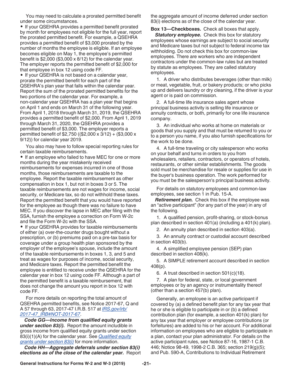 Instructions for IRS Form W-2, W-3, Page 21