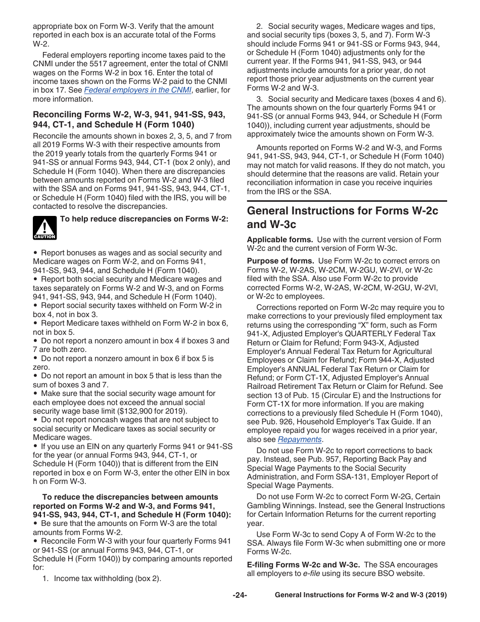 Instructions for IRS Form W-2, W-3, Page 24