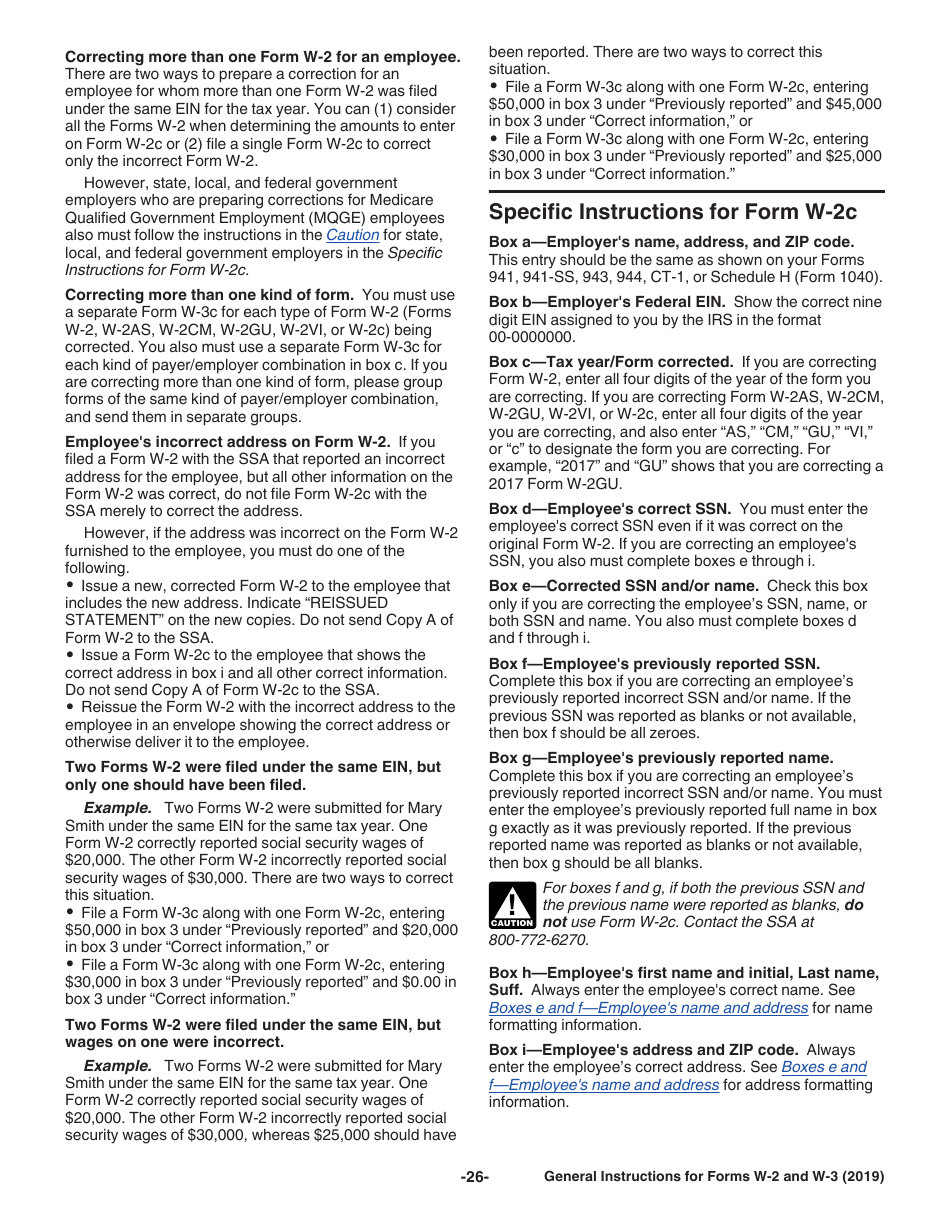 Instructions for IRS Form W-2, W-3, Page 26