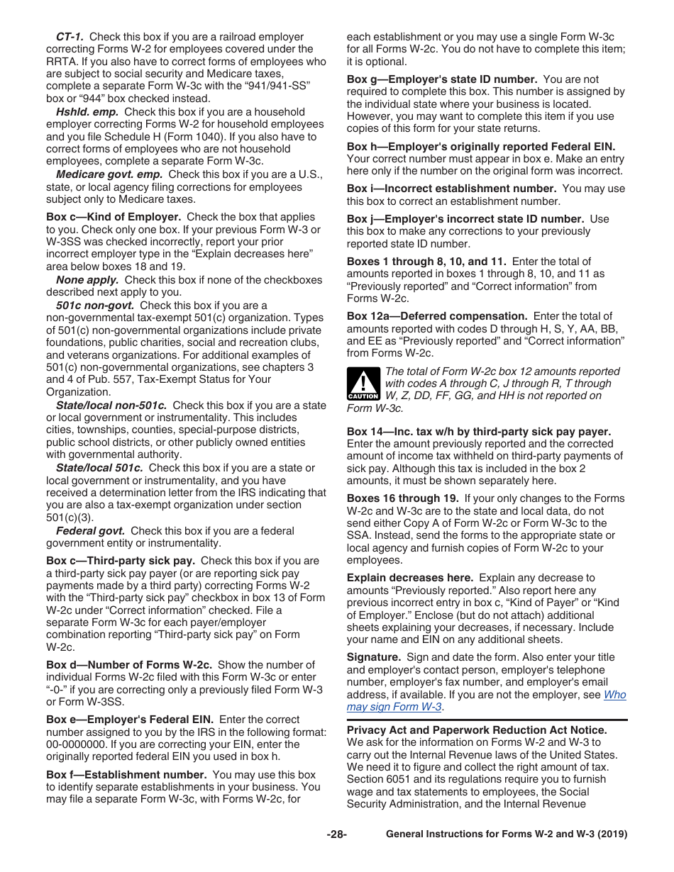 Instructions for IRS Form W-2, W-3, Page 28