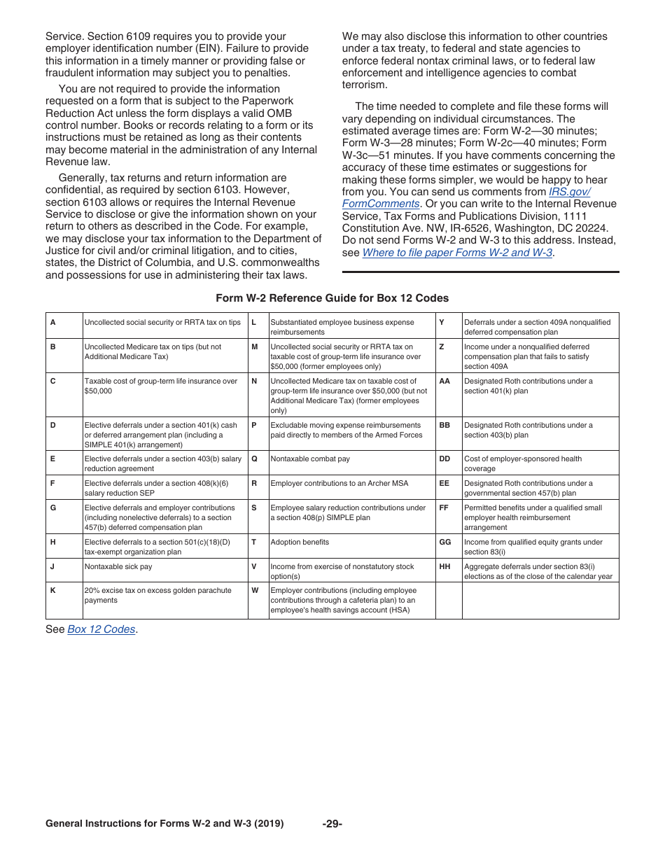 Instructions for IRS Form W-2, W-3, Page 29