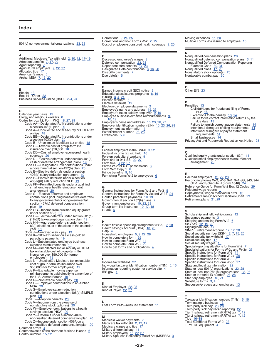 Instructions for IRS Form W-2, W-3, Page 33