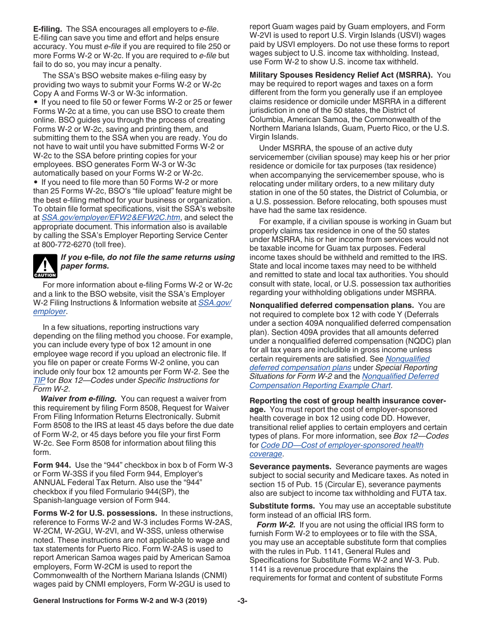 Instructions for IRS Form W-2, W-3, Page 3
