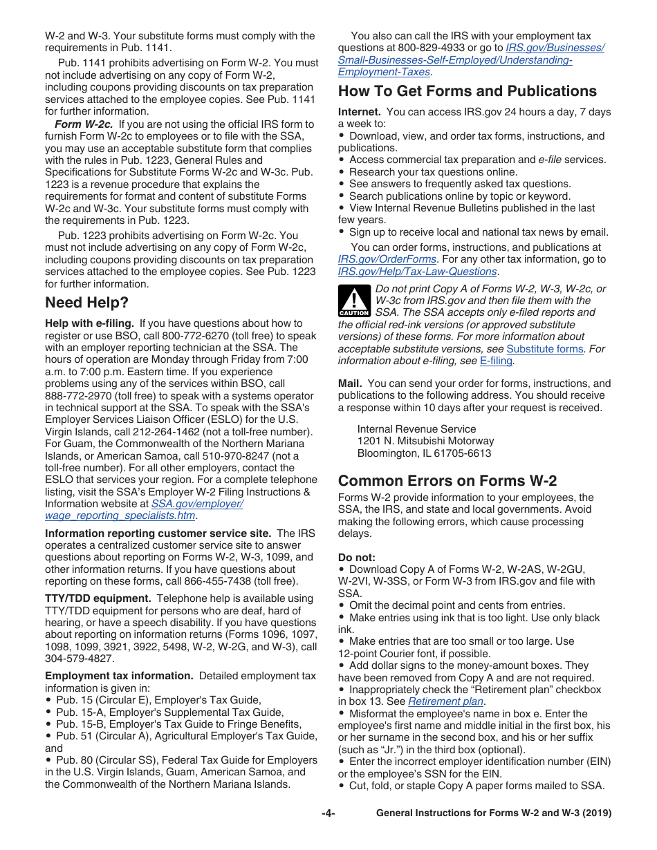 Instructions for IRS Form W-2, W-3, Page 4