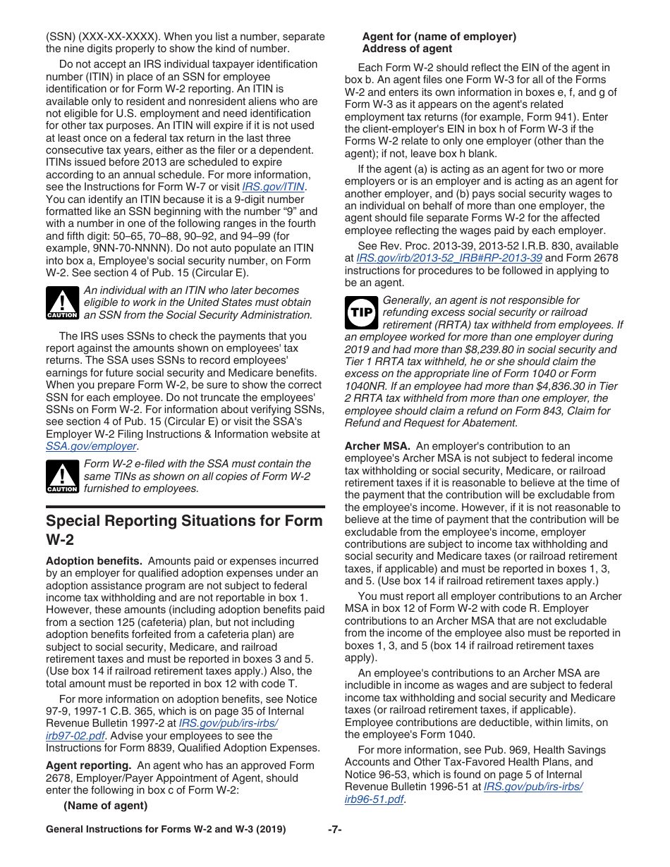 Instructions for IRS Form W-2, W-3, Page 7