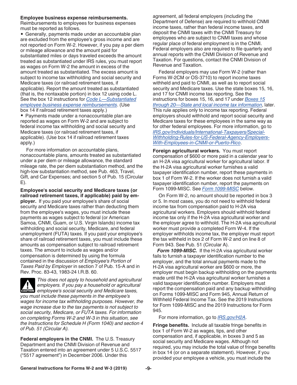 Instructions for IRS Form W-2, W-3, Page 9