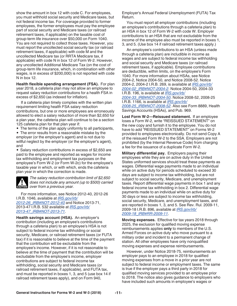 Instructions for IRS Form W-2, W-3, Page 11