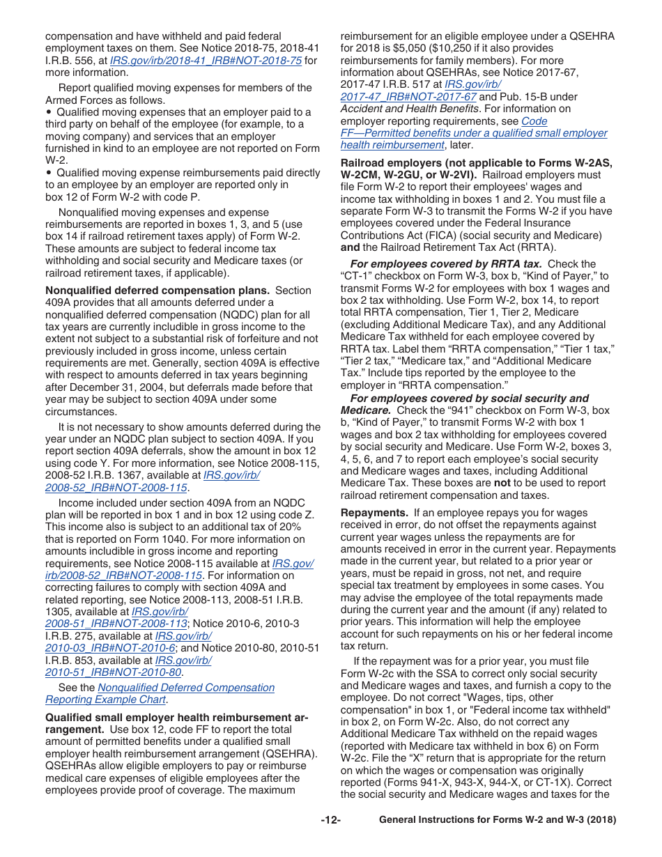 Instructions for IRS Form W-2, W-3, Page 12