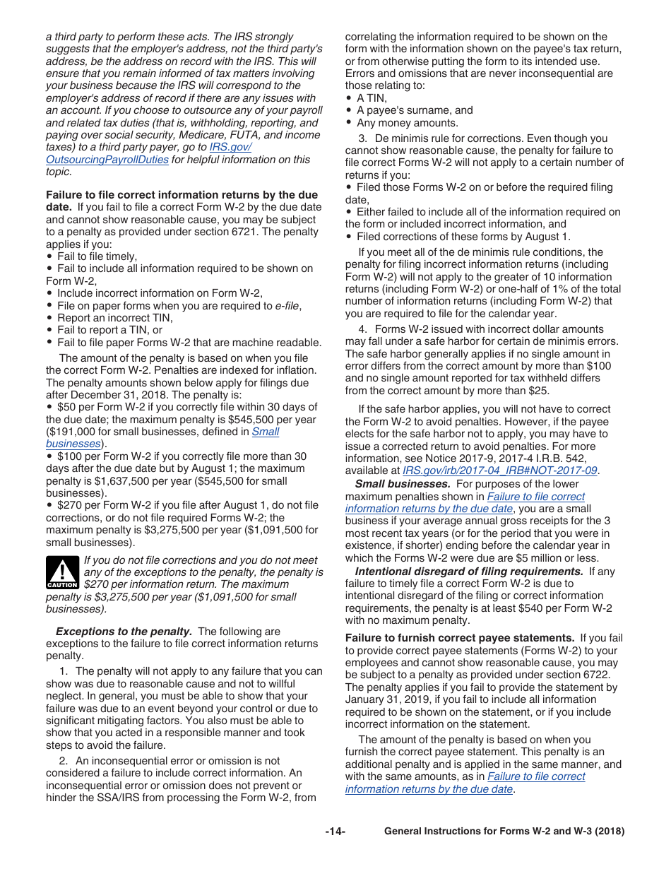 Instructions for IRS Form W-2, W-3, Page 14