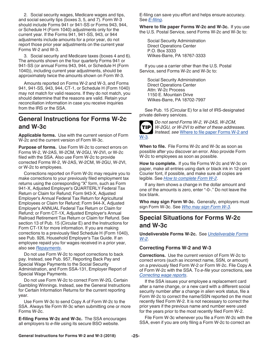 Instructions for IRS Form W-2, W-3, Page 25
