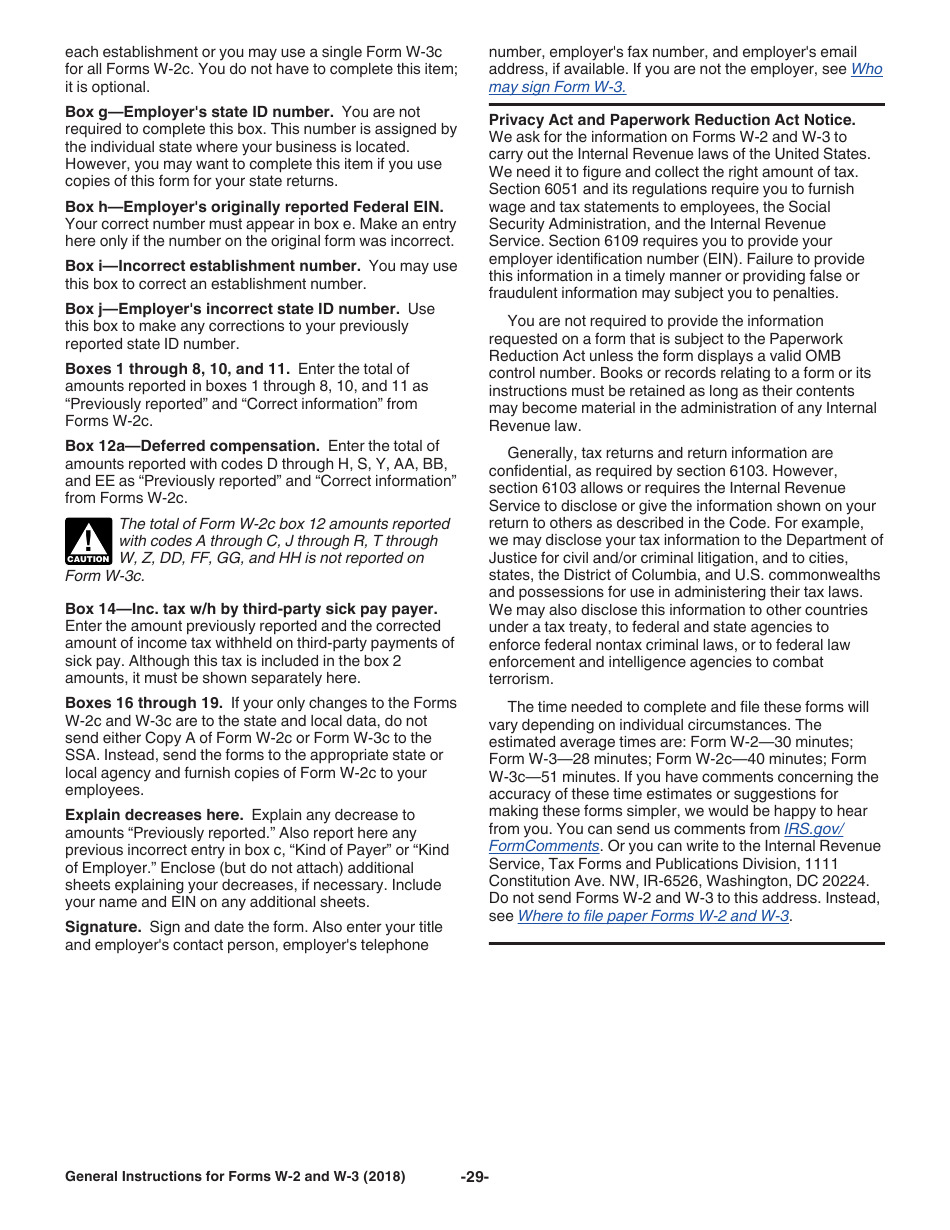 Instructions for IRS Form W-2, W-3, Page 29