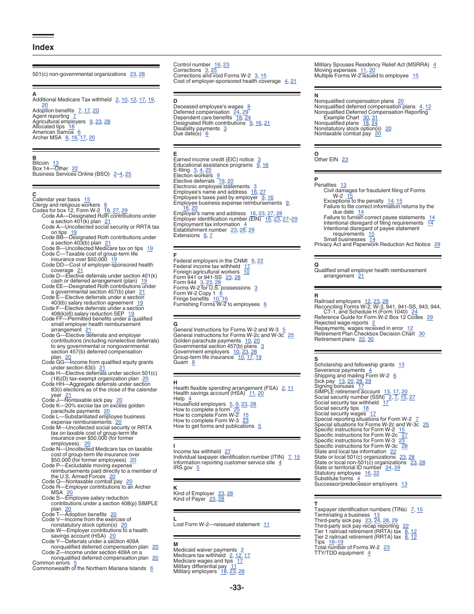 Instructions for IRS Form W-2, W-3, Page 33