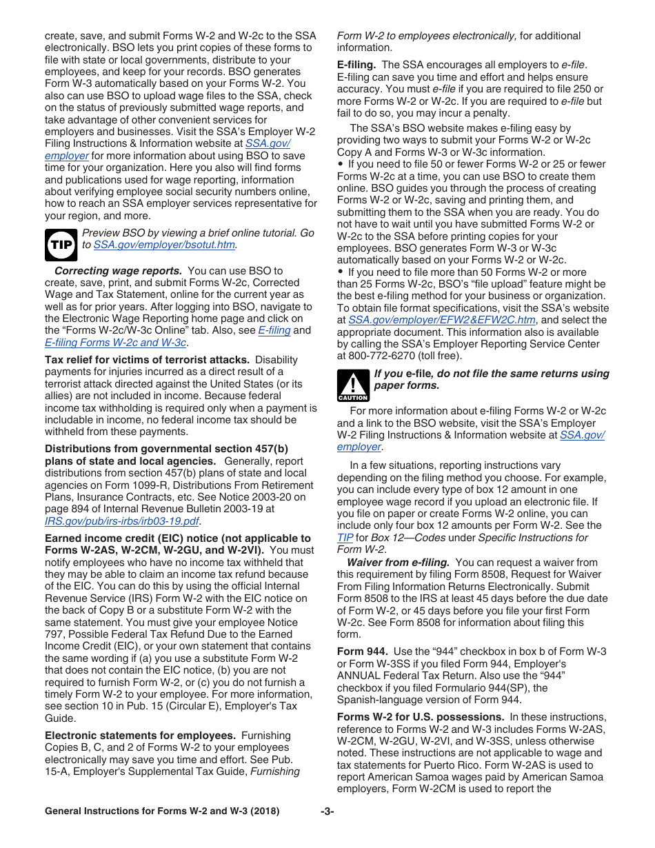 Instructions for IRS Form W-2, W-3, Page 3