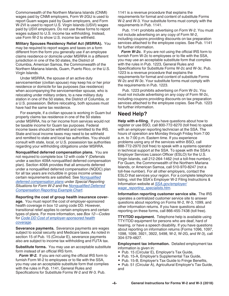 Instructions for IRS Form W-2, W-3, Page 4