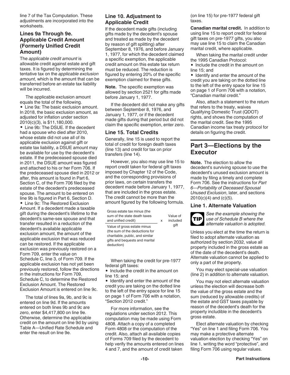 Instructions for IRS Form 706 United States Estate (And Generation-Skipping Transfer) Tax Return, Page 10