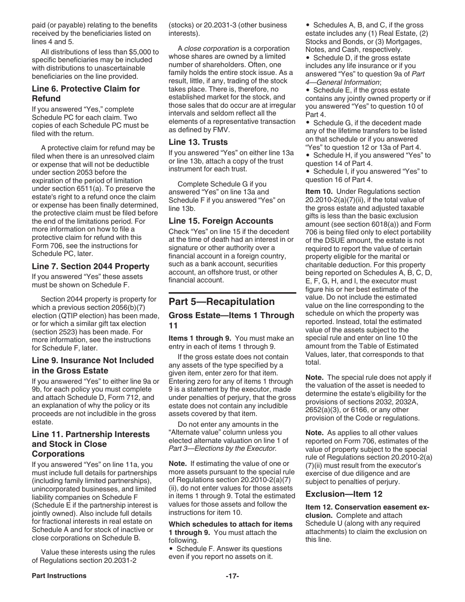 Instructions for IRS Form 706 United States Estate (And Generation-Skipping Transfer) Tax Return, Page 17