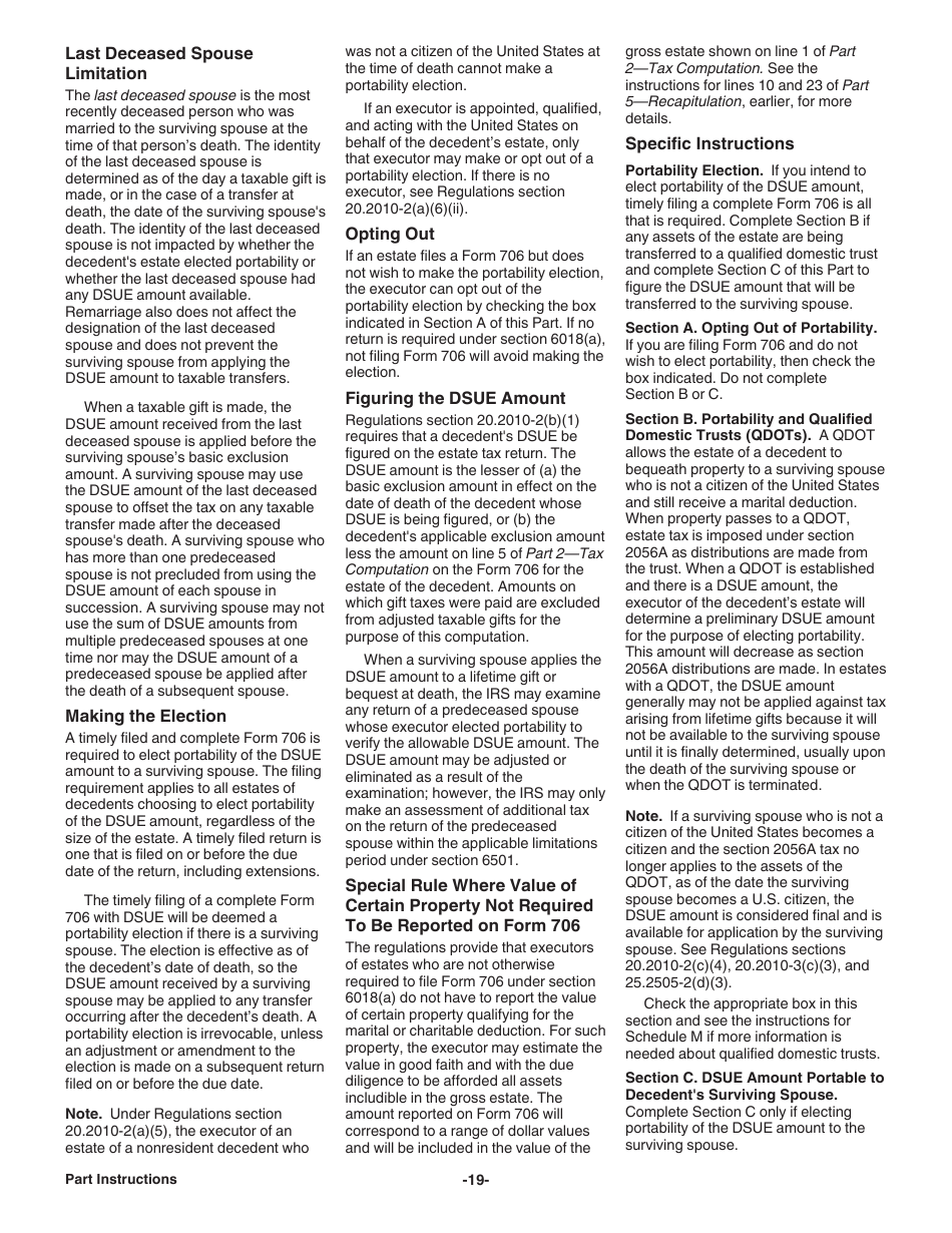 Instructions for IRS Form 706 United States Estate (And Generation-Skipping Transfer) Tax Return, Page 19