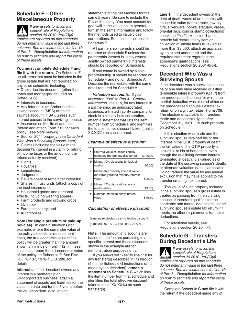 Instructions for IRS Form 706 United States Estate (And Generation-Skipping Transfer) Tax Return, Page 27