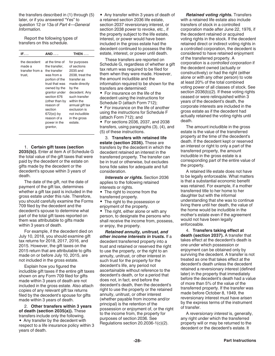 Instructions for IRS Form 706 United States Estate (And Generation-Skipping Transfer) Tax Return, Page 28