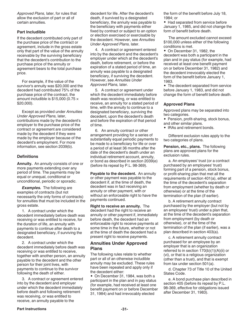Instructions for IRS Form 706 United States Estate (And Generation-Skipping Transfer) Tax Return, Page 31