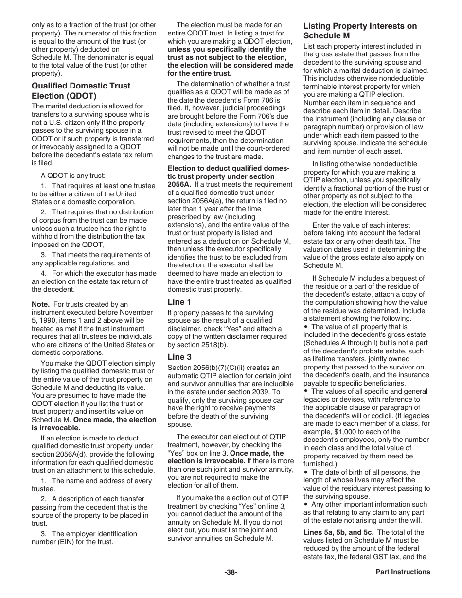 Instructions for IRS Form 706 United States Estate (And Generation-Skipping Transfer) Tax Return, Page 38