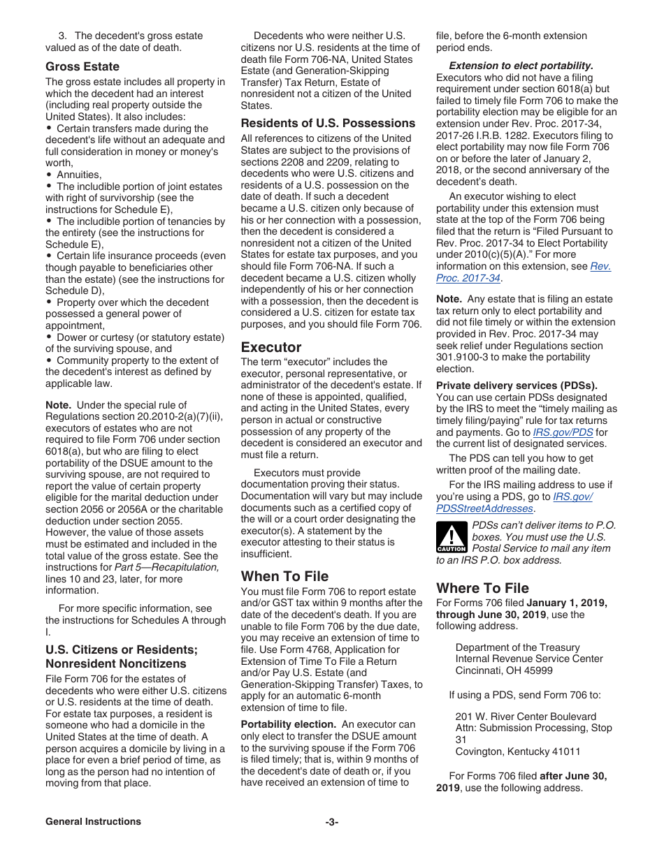 Instructions for IRS Form 706 United States Estate (And Generation-Skipping Transfer) Tax Return, Page 3