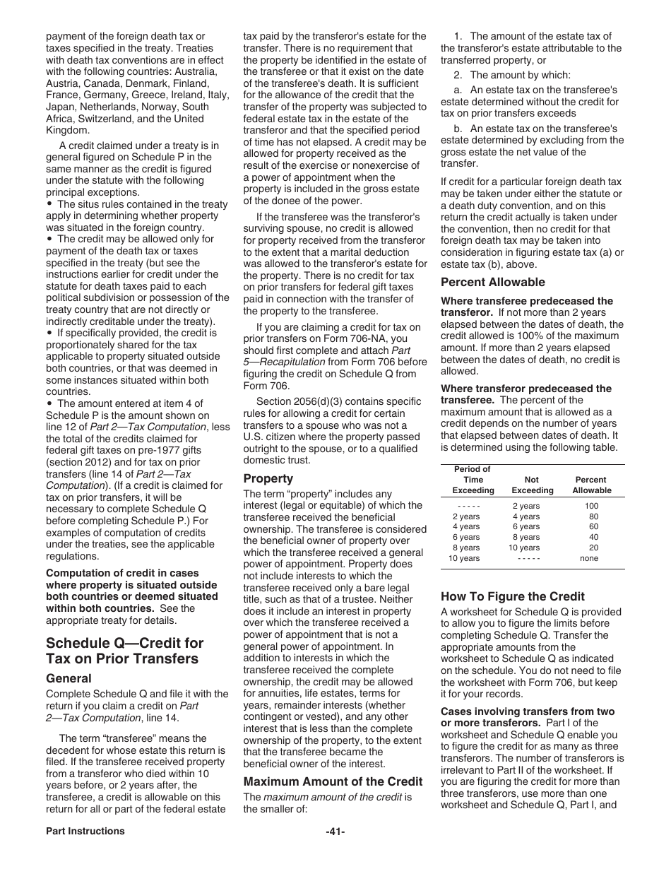 Instructions for IRS Form 706 United States Estate (And Generation-Skipping Transfer) Tax Return, Page 41