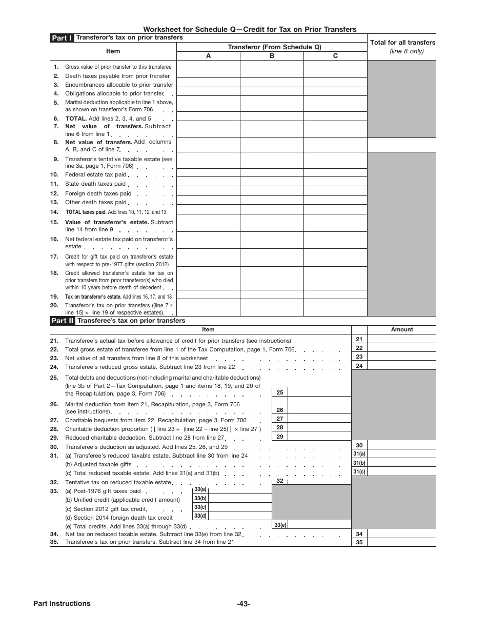 Instructions for IRS Form 706 United States Estate (And Generation-Skipping Transfer) Tax Return, Page 43
