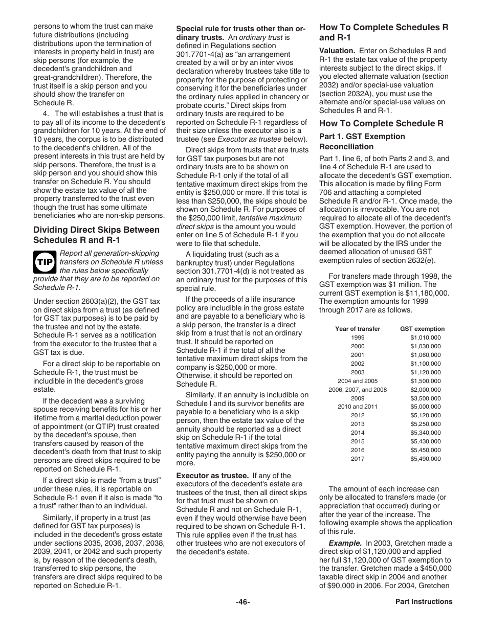 Instructions for IRS Form 706 United States Estate (And Generation-Skipping Transfer) Tax Return, Page 46