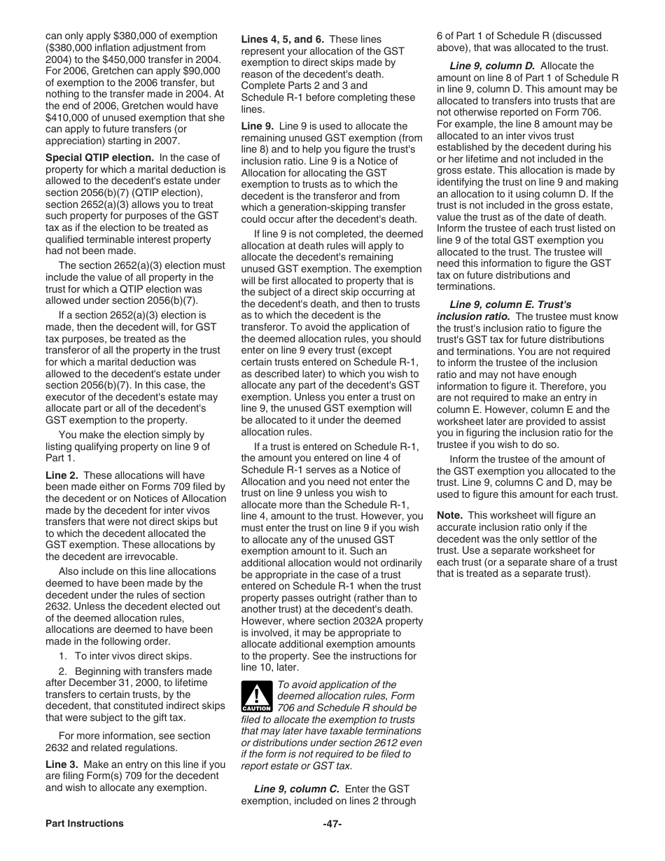 Instructions for IRS Form 706 United States Estate (And Generation-Skipping Transfer) Tax Return, Page 47
