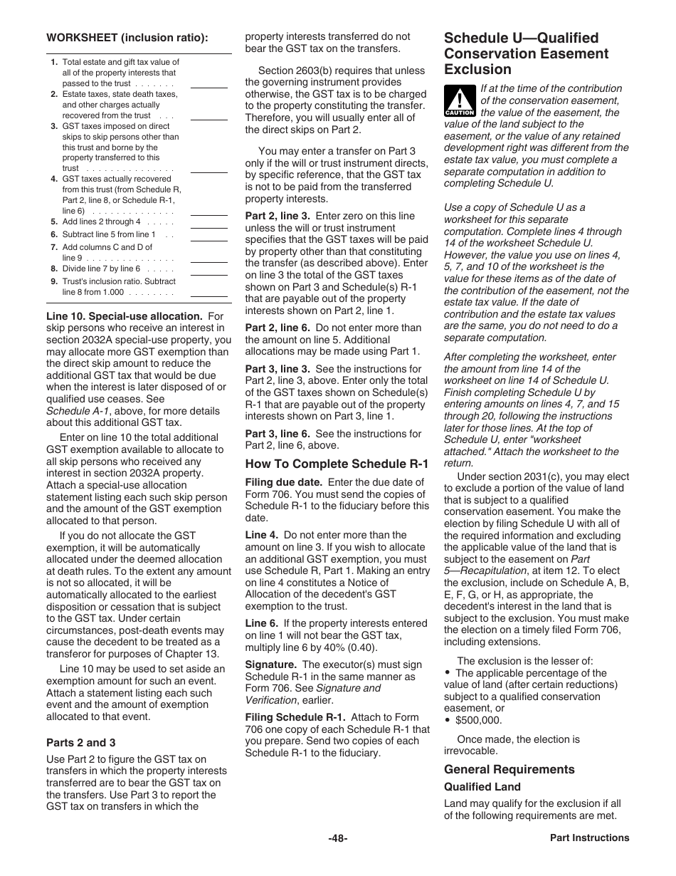 Instructions for IRS Form 706 United States Estate (And Generation-Skipping Transfer) Tax Return, Page 48