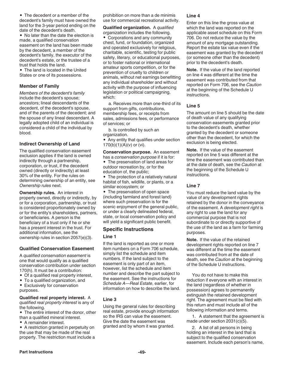 Instructions for IRS Form 706 United States Estate (And Generation-Skipping Transfer) Tax Return, Page 49