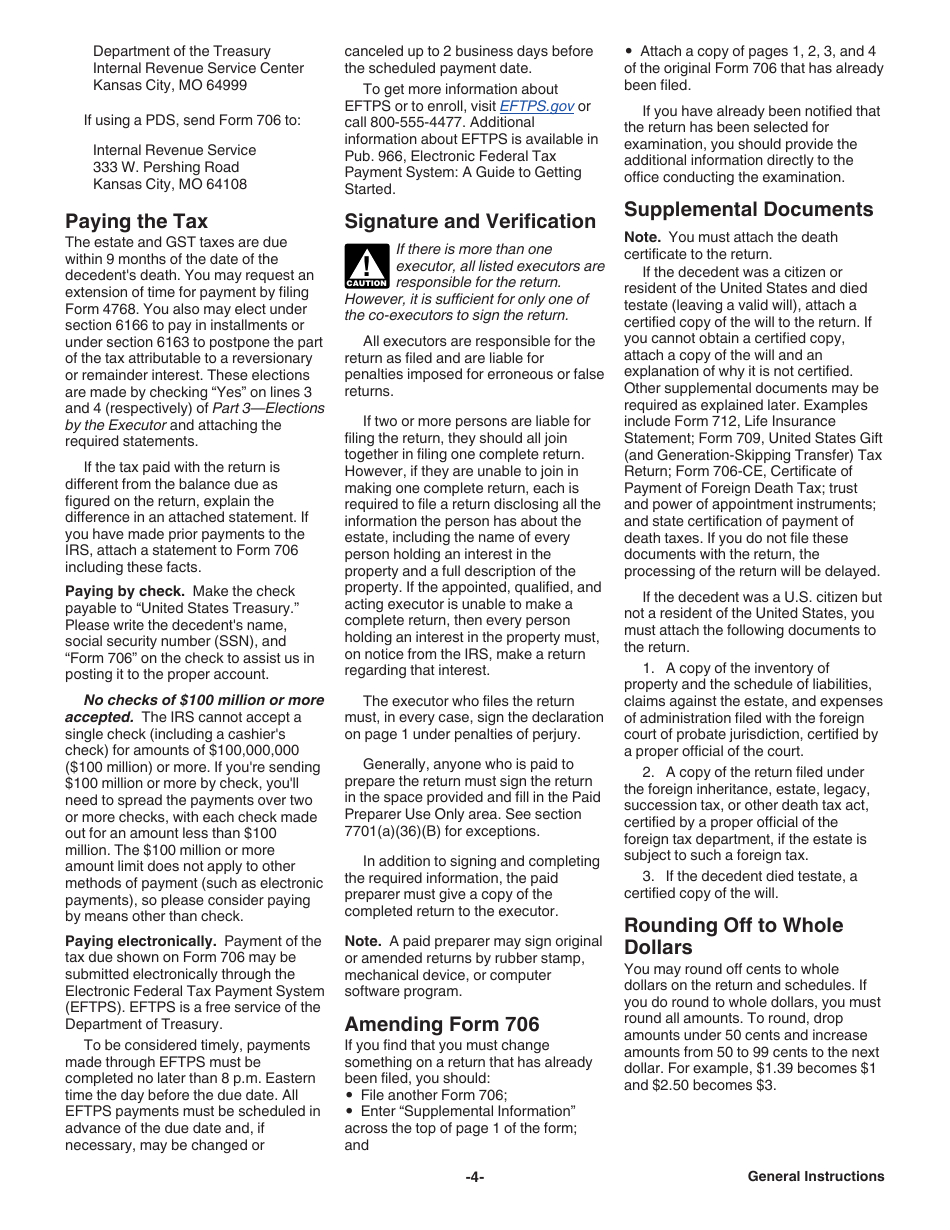 Instructions for IRS Form 706 United States Estate (And Generation-Skipping Transfer) Tax Return, Page 4
