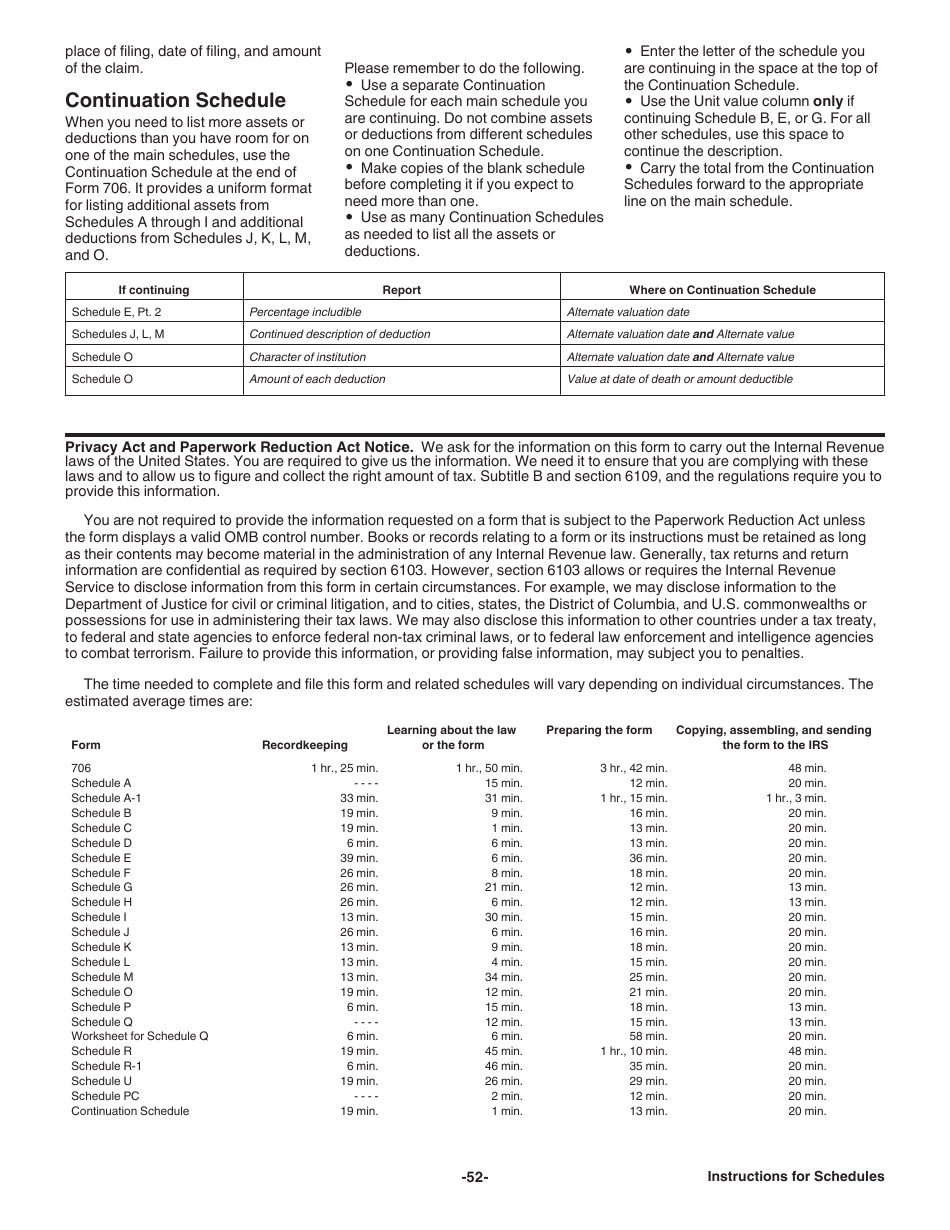 Instructions for IRS Form 706 United States Estate (And Generation-Skipping Transfer) Tax Return, Page 52