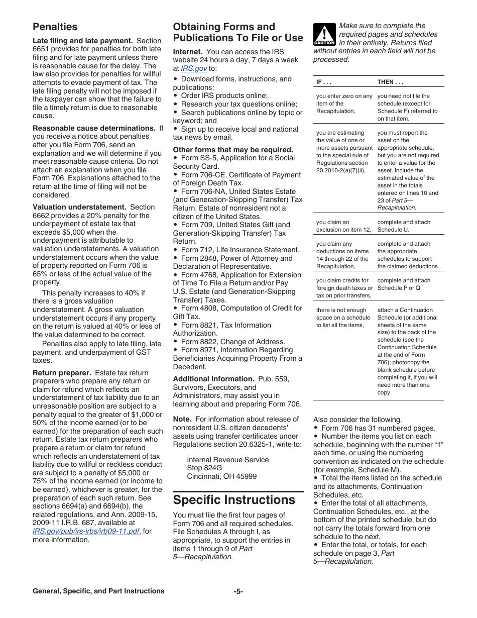Instructions for IRS Form 706 United States Estate (And Generation-Skipping Transfer) Tax Return, Page 5