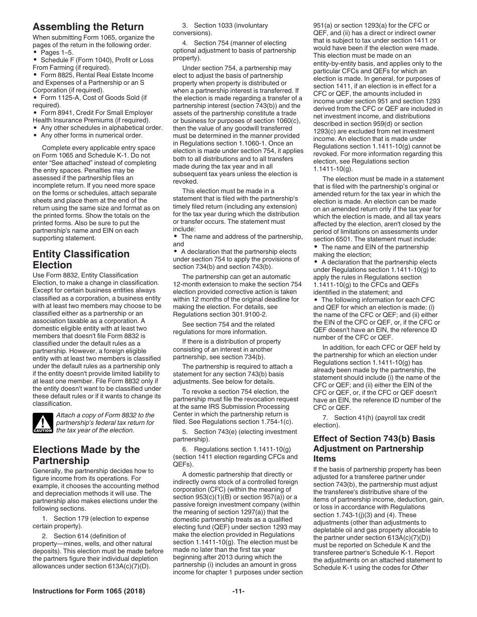 Instructions for IRS Form 1065 U.S. Return of Partnership Income, Page 11