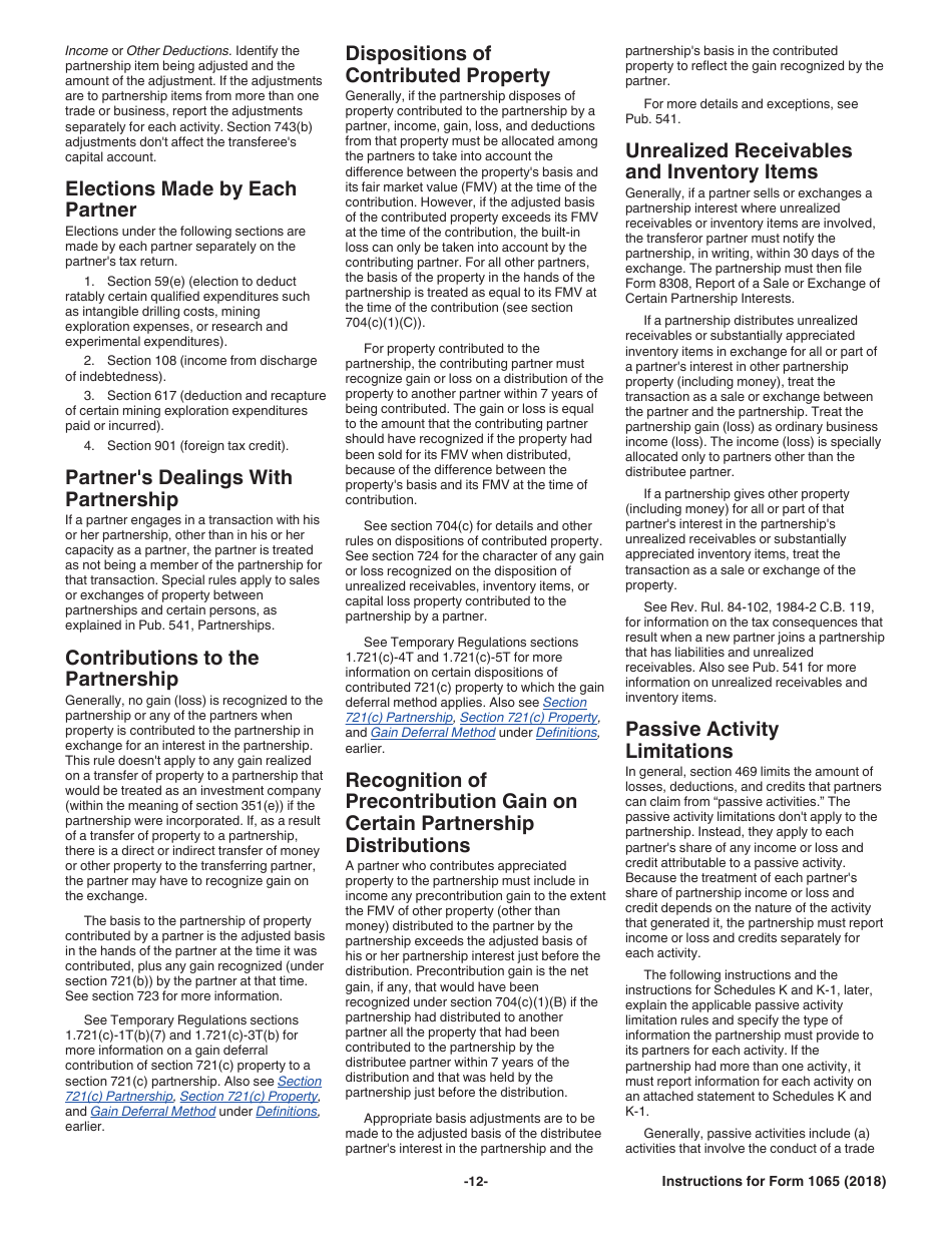 Instructions for IRS Form 1065 U.S. Return of Partnership Income, Page 12