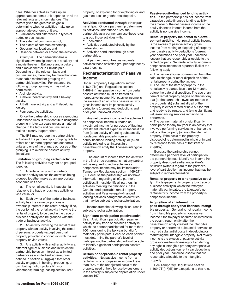 Instructions for IRS Form 1065 U.S. Return of Partnership Income, Page 15