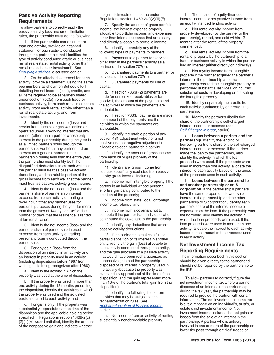 Instructions for IRS Form 1065 U.S. Return of Partnership Income, Page 16