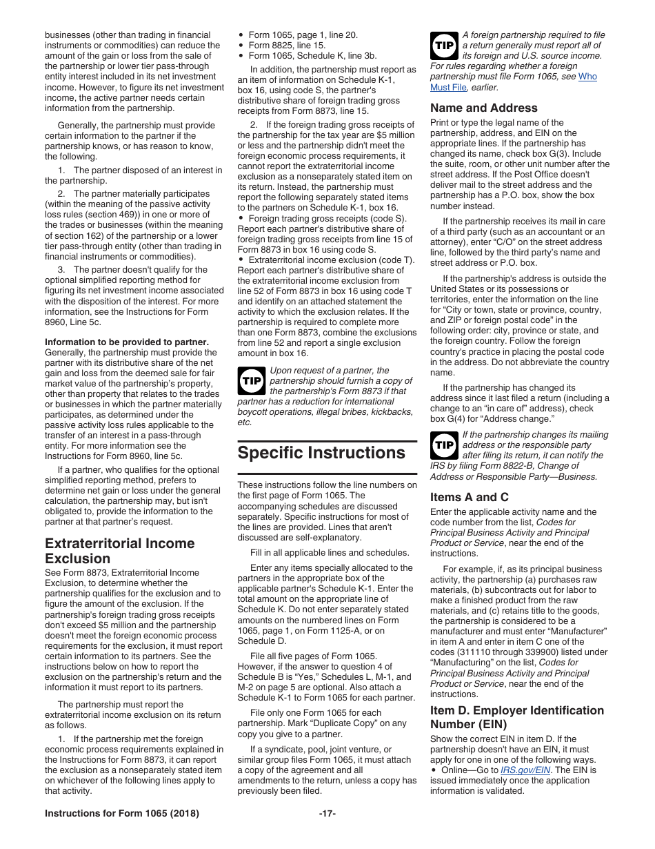 Instructions for IRS Form 1065 U.S. Return of Partnership Income, Page 17