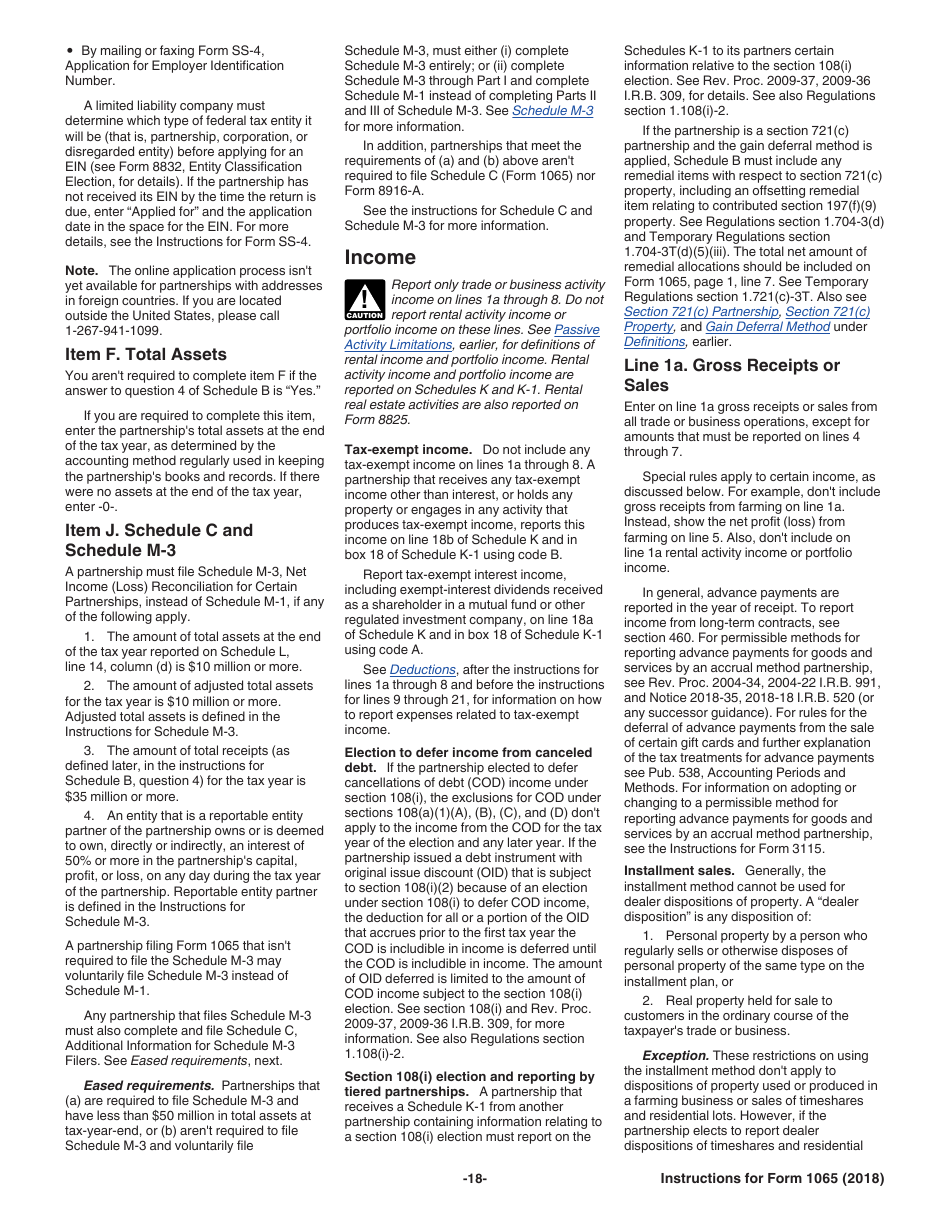 Instructions for IRS Form 1065 U.S. Return of Partnership Income, Page 18