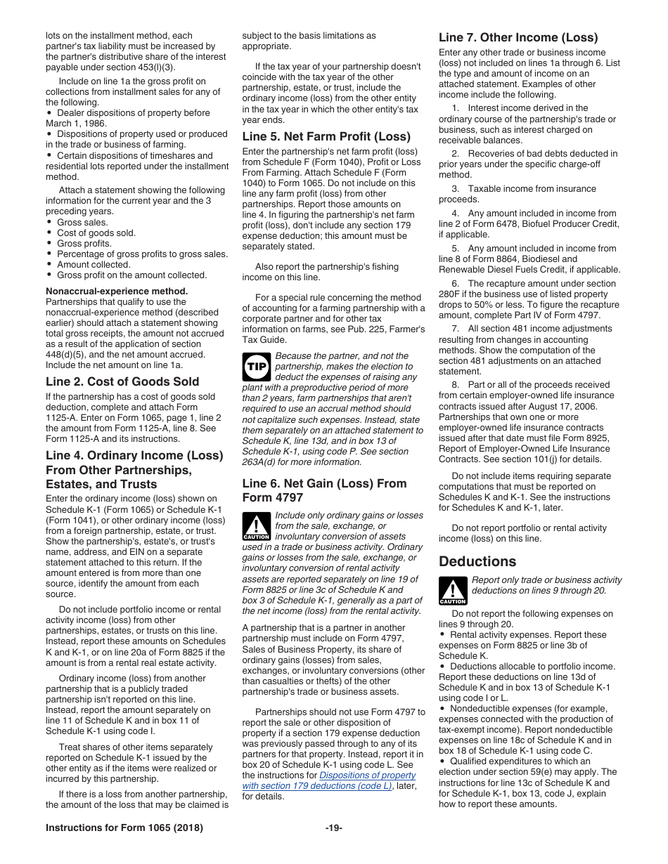 Instructions for IRS Form 1065 U.S. Return of Partnership Income, Page 19