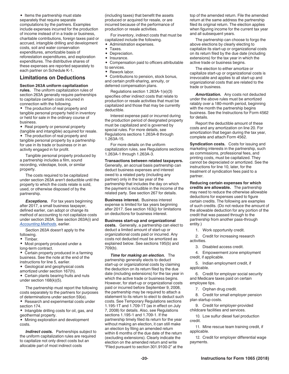 Instructions for IRS Form 1065 U.S. Return of Partnership Income, Page 20
