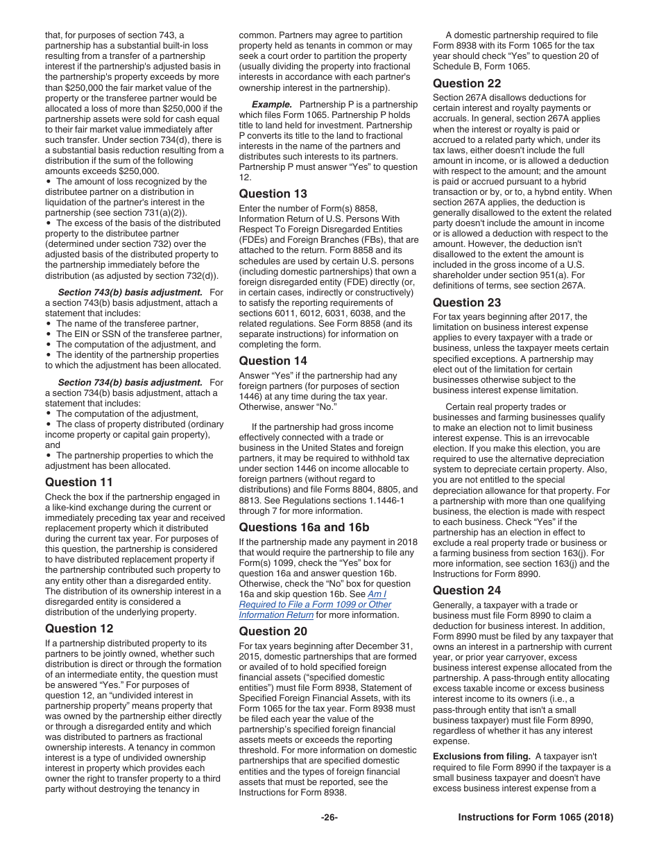 Instructions for IRS Form 1065 U.S. Return of Partnership Income, Page 26