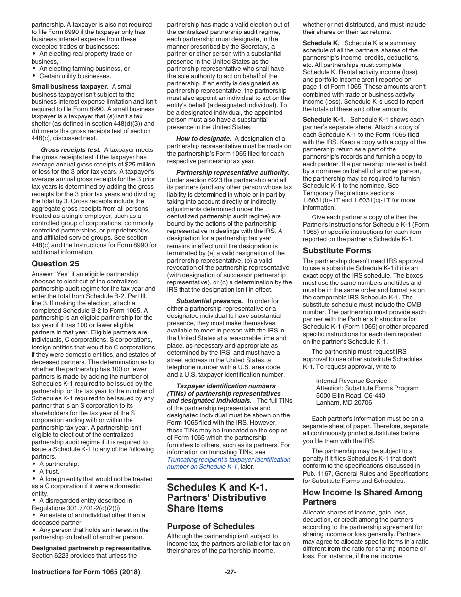 Instructions for IRS Form 1065 U.S. Return of Partnership Income, Page 27