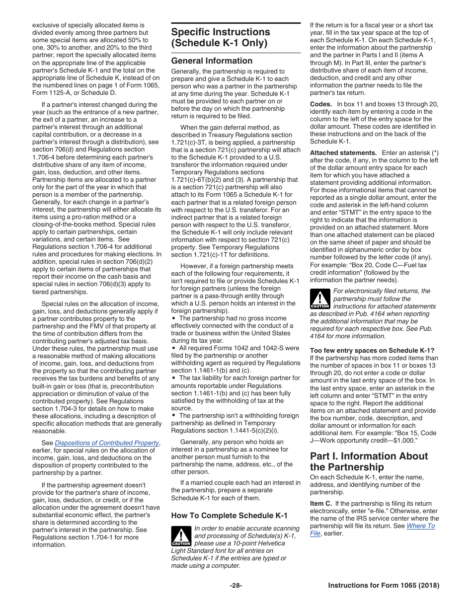 Instructions for IRS Form 1065 U.S. Return of Partnership Income, Page 28