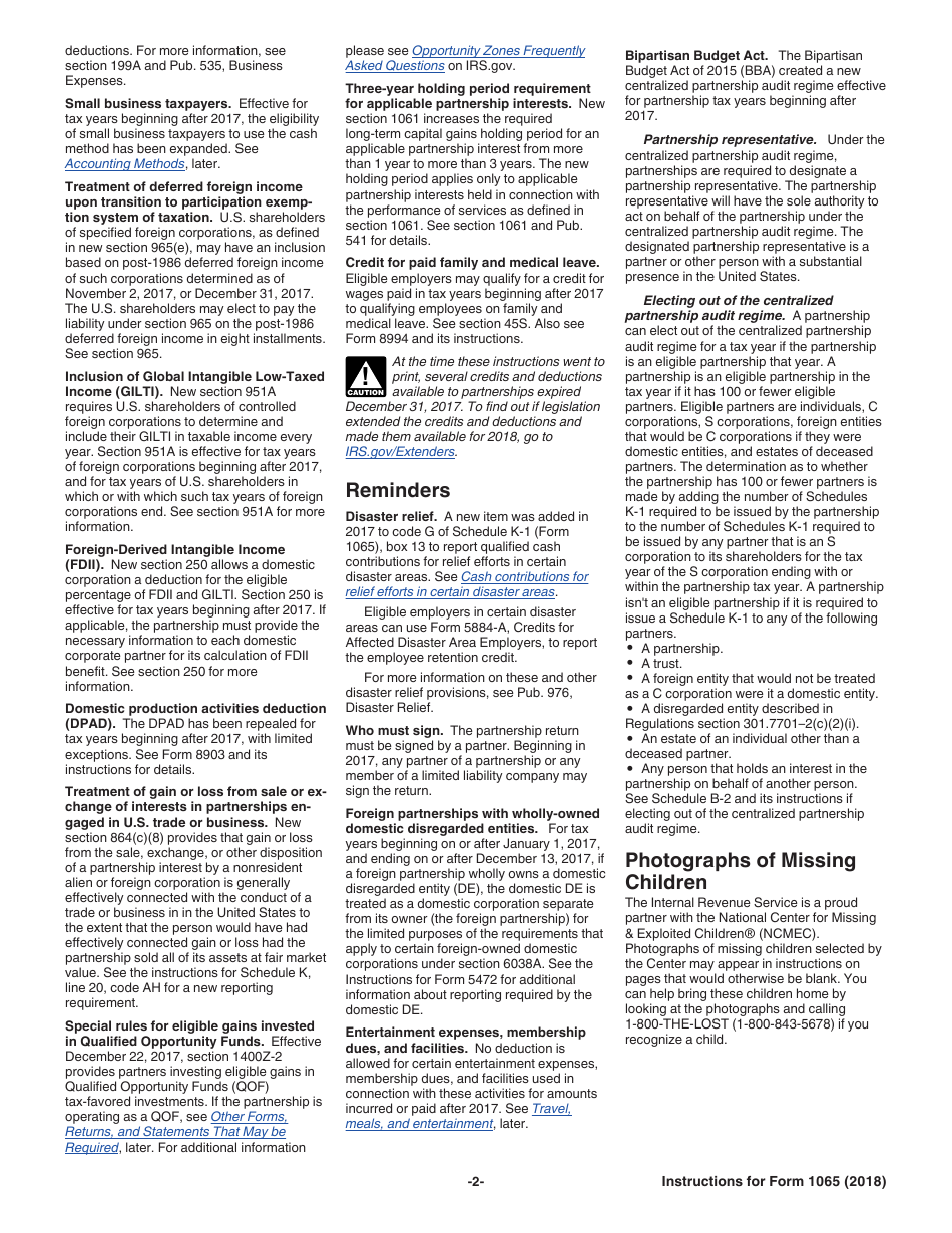 Instructions for IRS Form 1065 U.S. Return of Partnership Income, Page 2