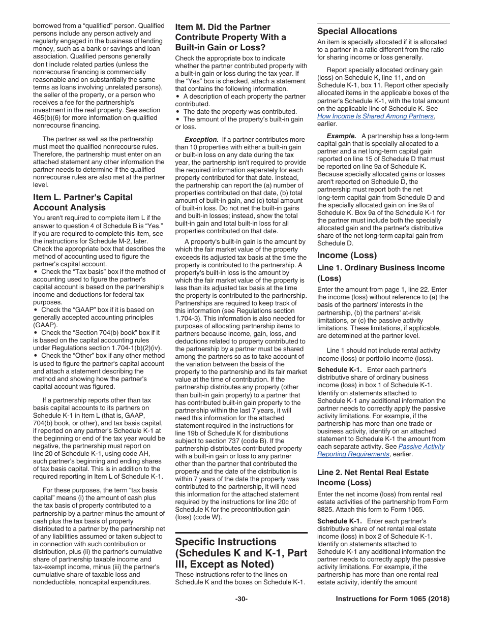 Instructions for IRS Form 1065 U.S. Return of Partnership Income, Page 30