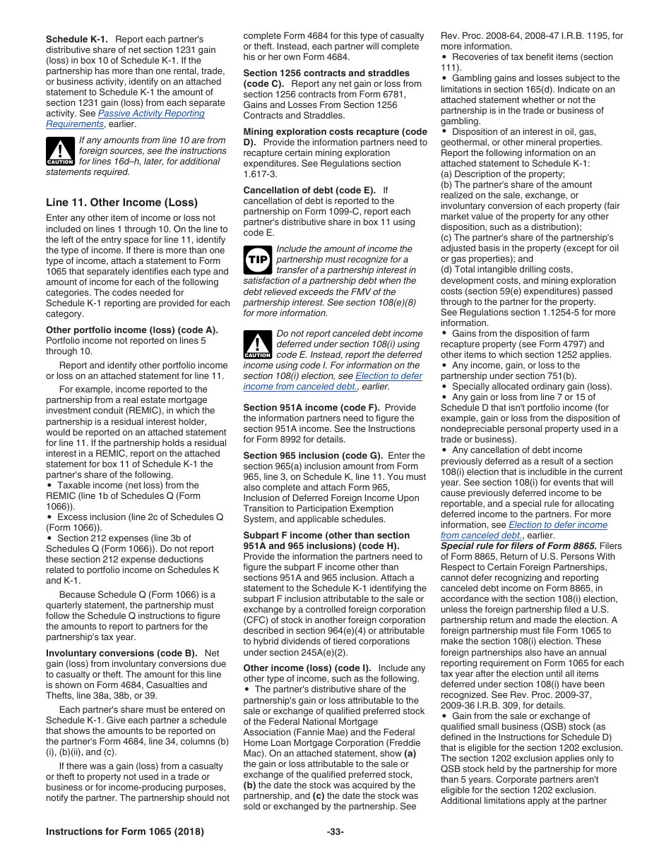 Instructions for IRS Form 1065 U.S. Return of Partnership Income, Page 33